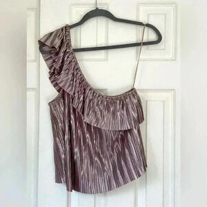 Guess Bobbi and Bricka Shimmer One Shoulder Pleated Blouse - Size Medium
